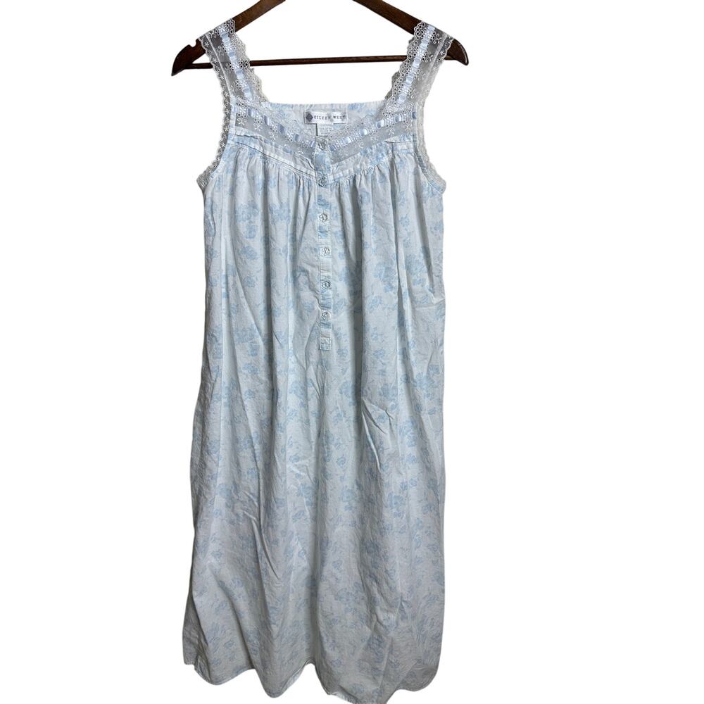Vintage Eileen West Nightgown Floral Lace Ribbon size S Cottagecore Coquette